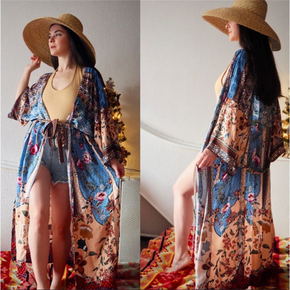 NEW Boho Bohemian Flower Gypsy Spell Kimono Duster